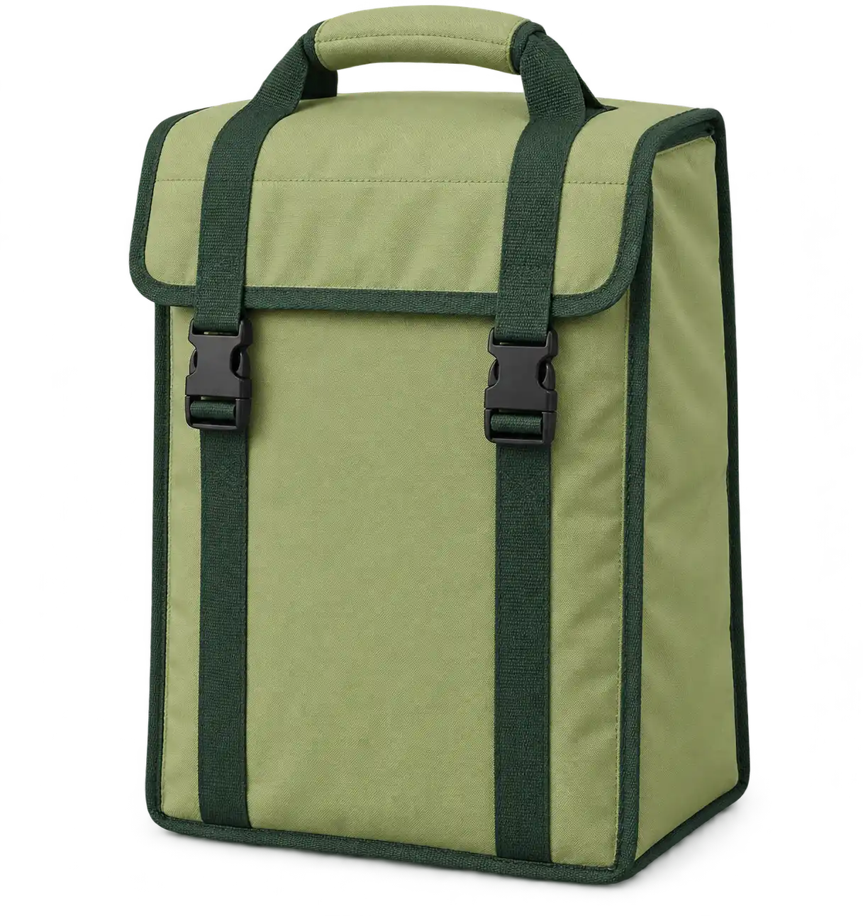 Pale Olive Green Polyspun Canvas Thermal Burger Delivery Bag — Forest green