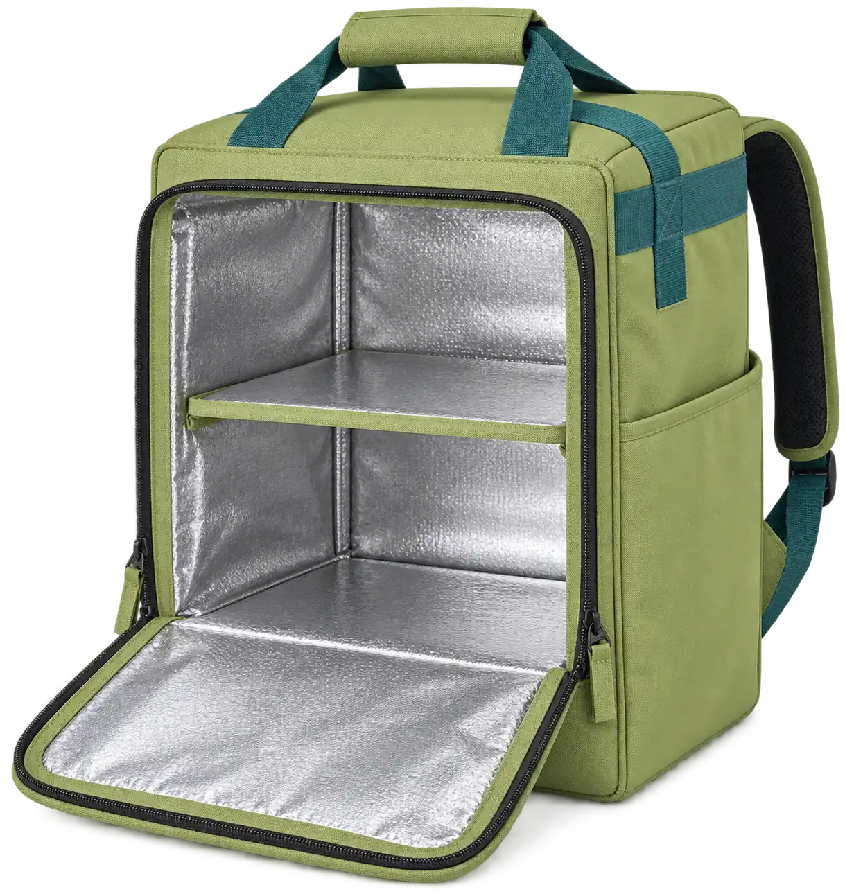 Pale Olive Green Polyspun Canvas Insulated Rider Delivery Bag — Teal