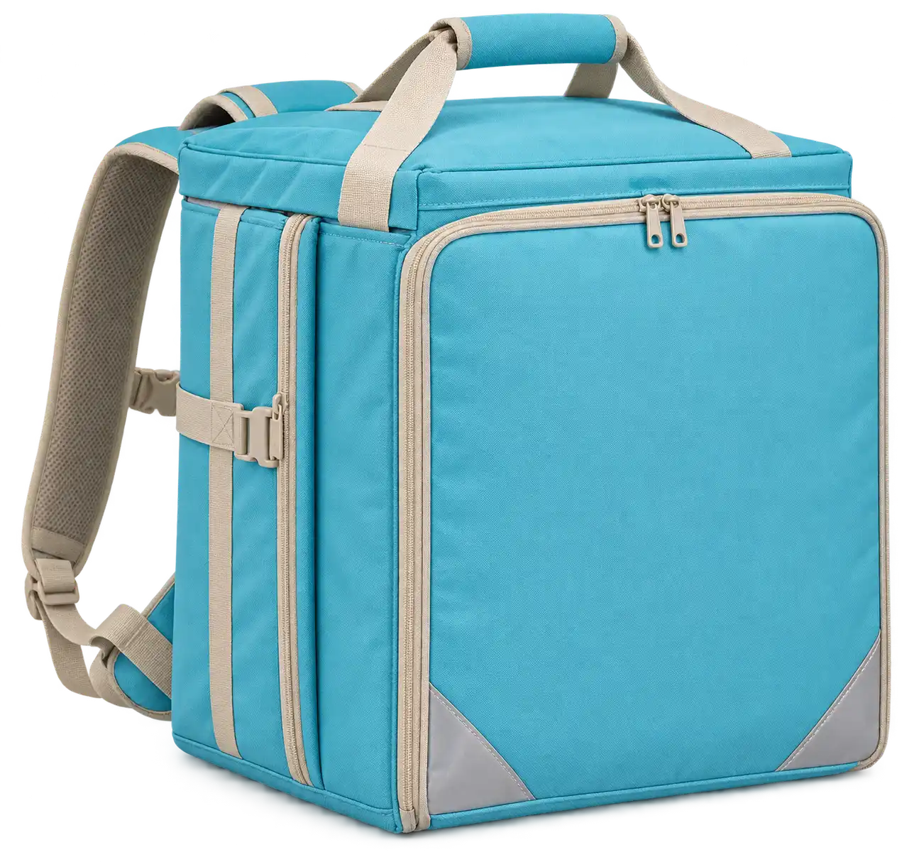 Turquoise Blue Polyspun Canvas Insulated Rider Delivery Bag — Sand beige