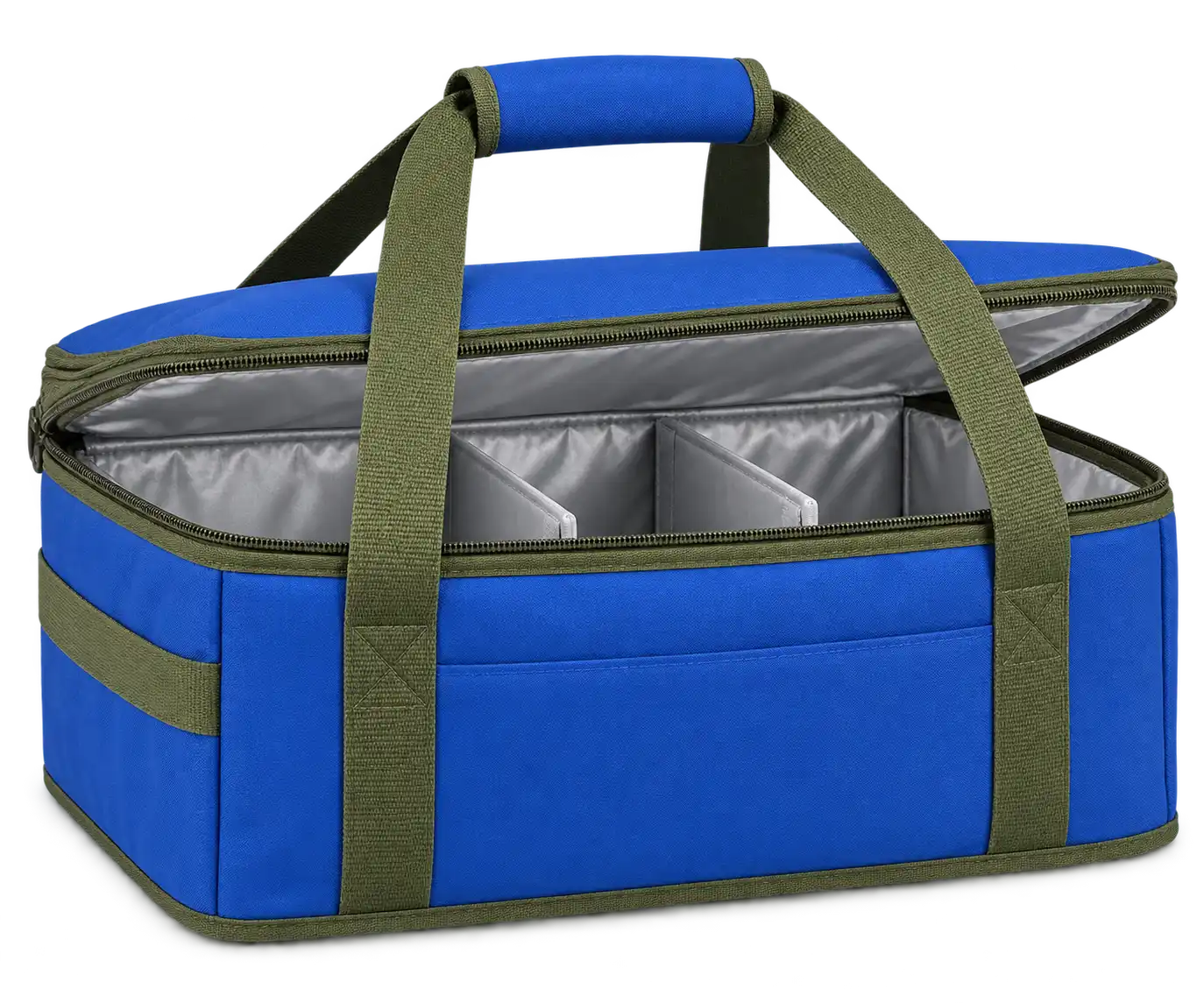 Cobalt Blue Polyspun Canvas Thermal Burger Delivery Bag — Olive green