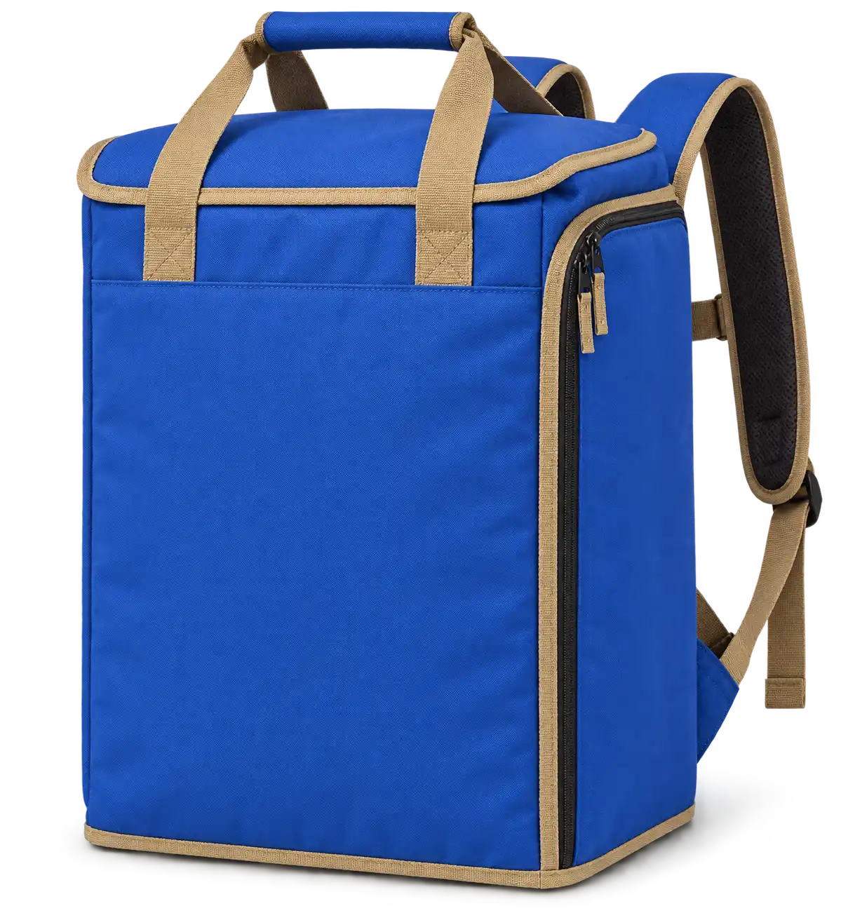 Cobalt Blue Polyspun Canvas Insulated Rider Delivery Bag — Camel tan