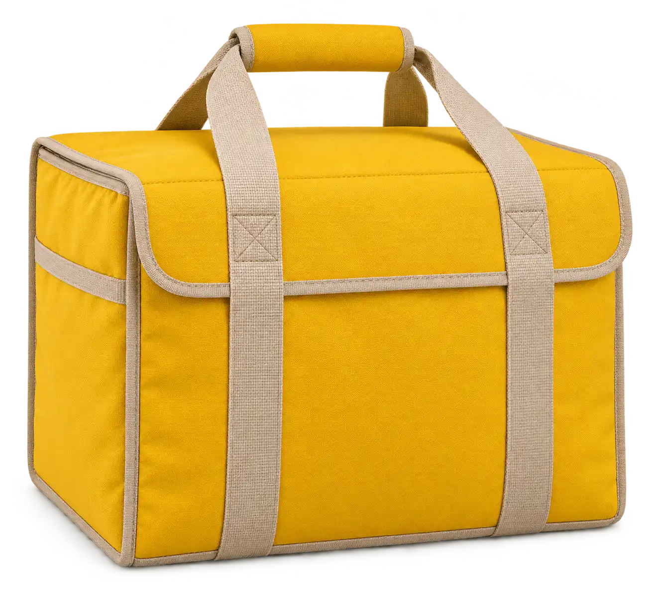 Golden Yellow Polyspun Canvas Thermal Burger Delivery Bag — Sand beige