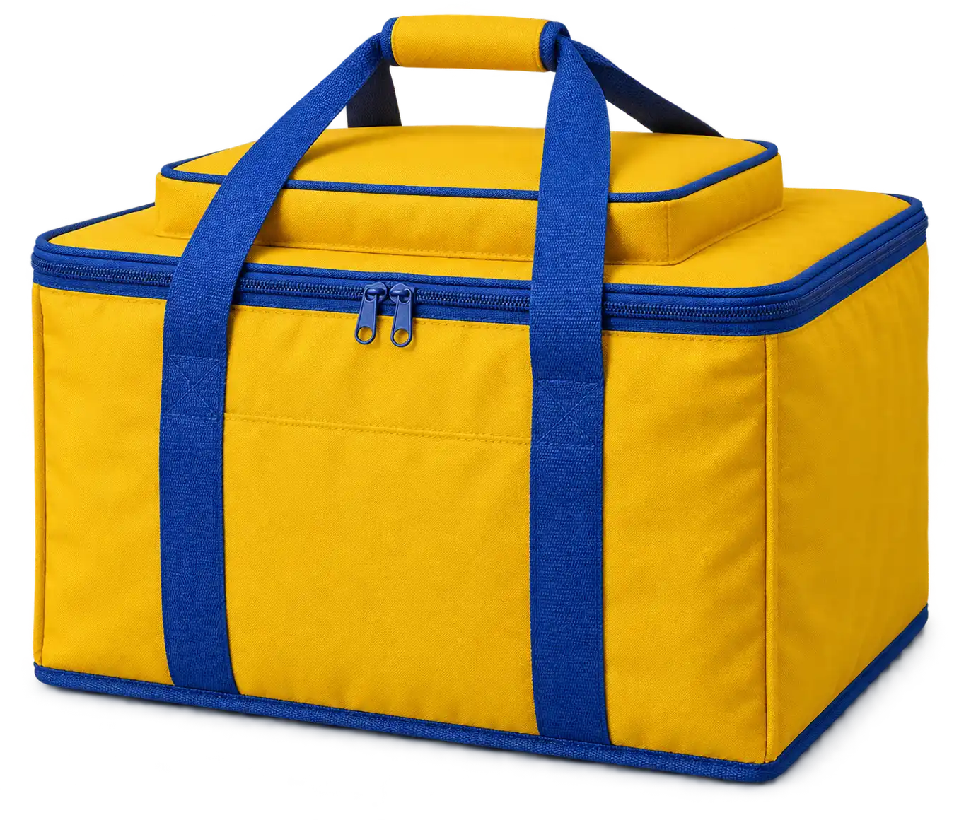 Golden Yellow Polyspun Canvas Thermal Food Delivery Bag — Cobalt blue