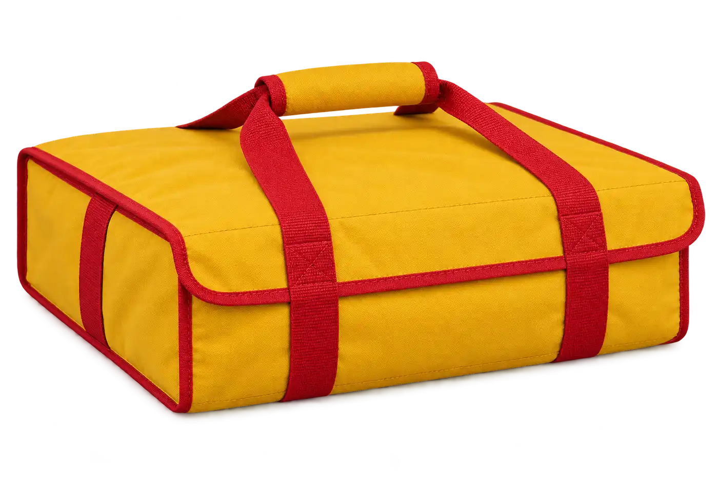 Golden Yellow Polyspun Canvas Thermal Pizza Delivery Bag — Red