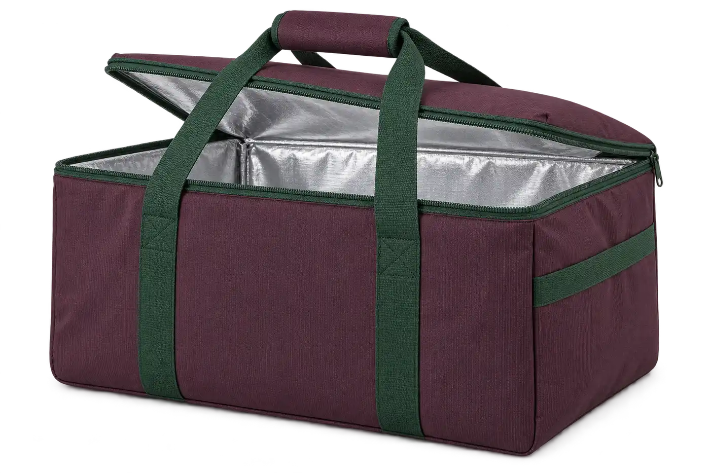 Dark Aubergine Polyspun Canvas Thermal Food Delivery Bag — Forest green