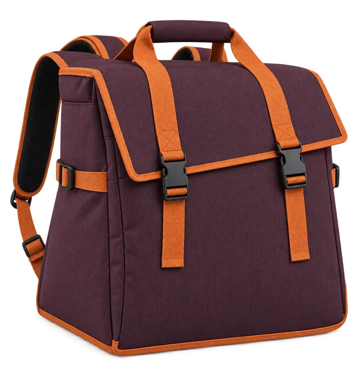 Dark Aubergine Polyspun Canvas Insulated Rider Delivery Bag — Burnt orange