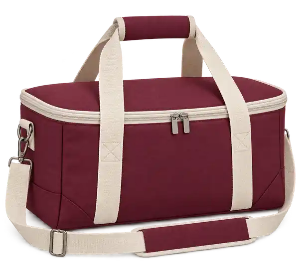 Burgundy Polyspun Canvas Thermal Cooler Bag