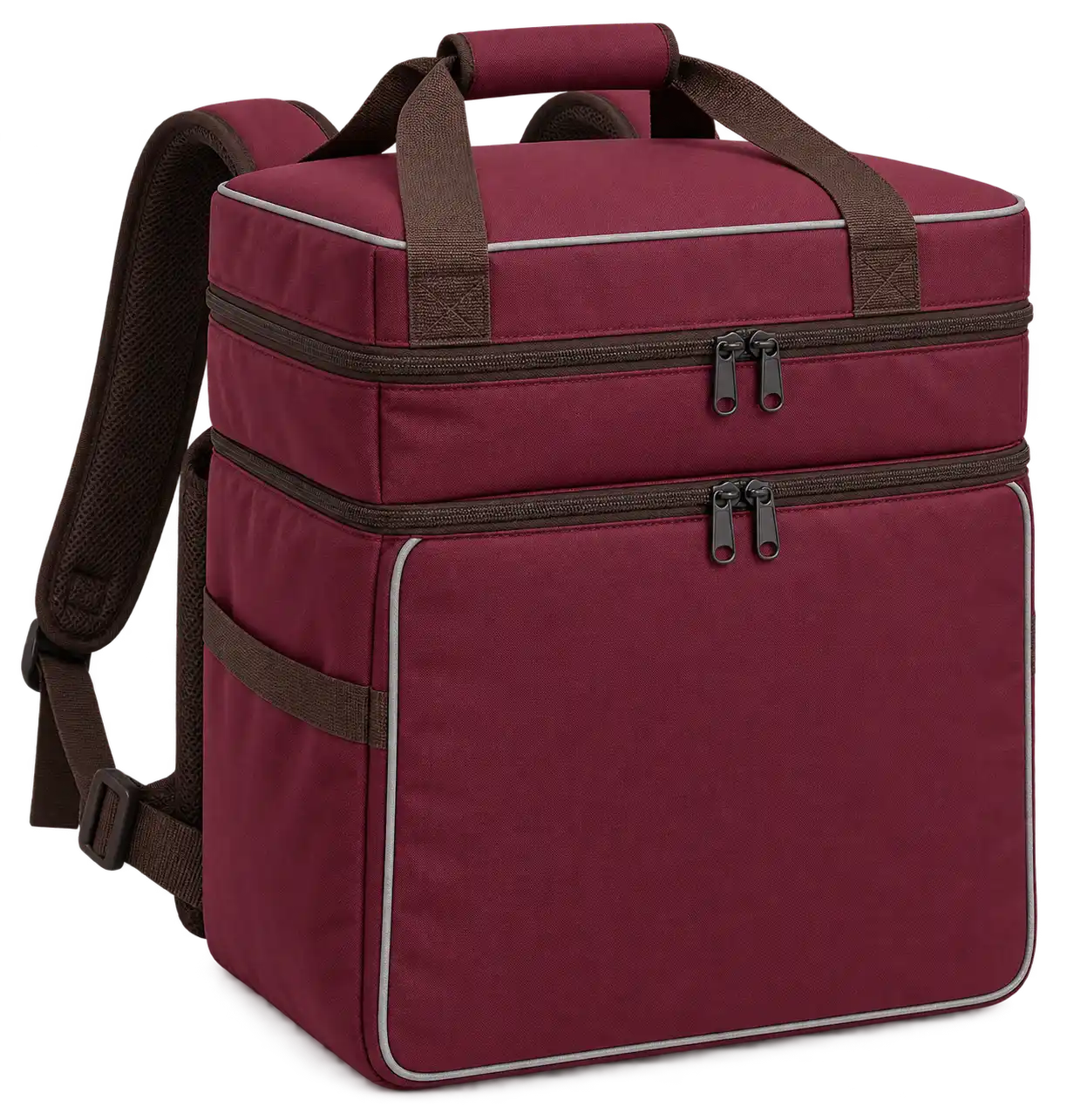 Burgundy Polyspun Canvas Insulated Rider Delivery Bag — Chocolate brown
