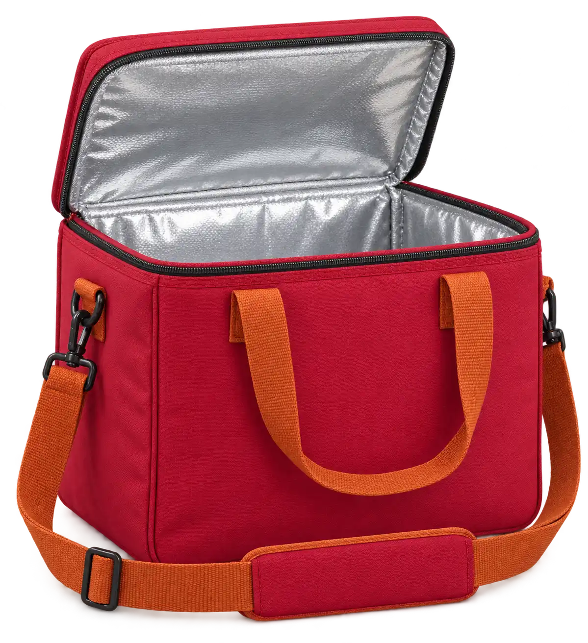 Crimson Red Polyspun Canvas Thermal Burger Delivery Bag — Burnt orange