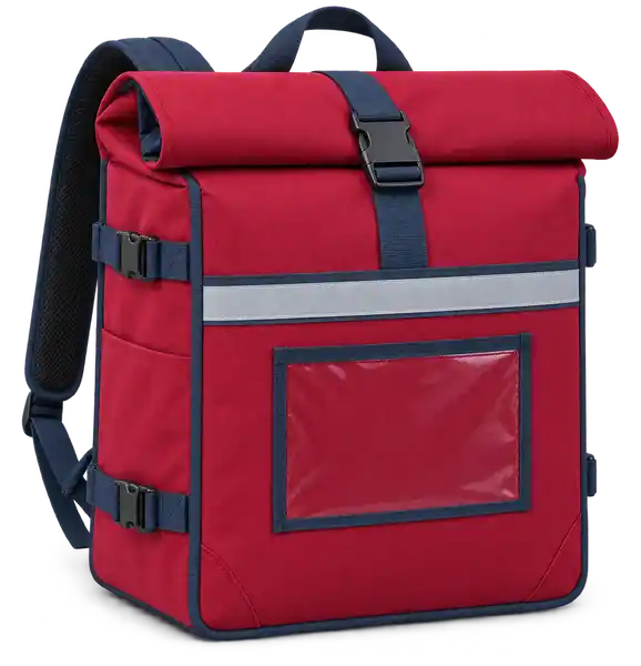 Crimson Red Polyspun Canvas Insulated Rider Delivery Bag