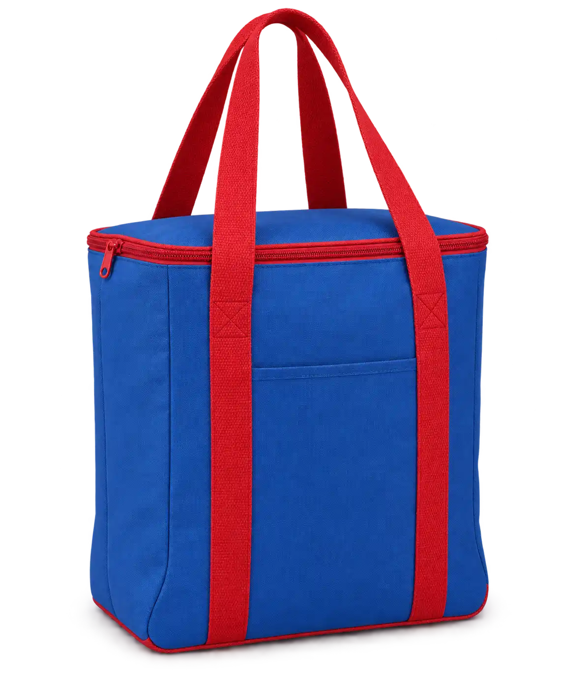Royal Blue Polyspun Canvas Thermal Cooler Bag — Red