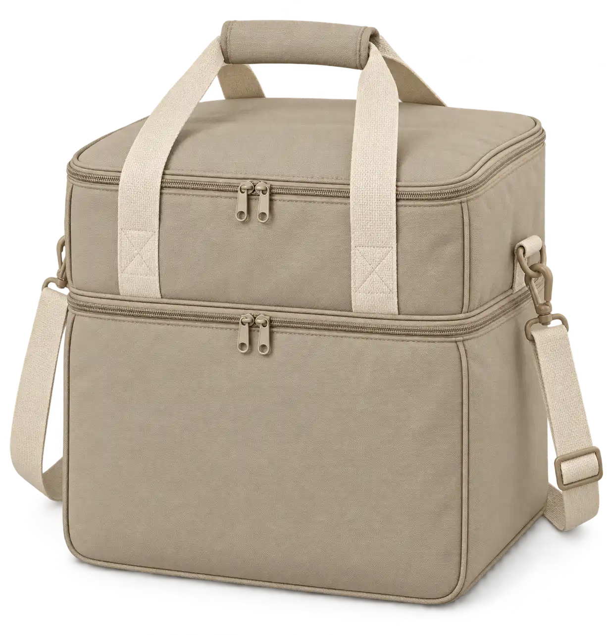 Sand Beige Polyspun Canvas Thermal Burger Delivery Bag — Cream