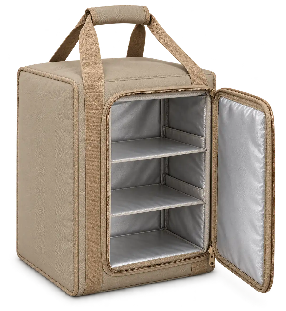 Sand Beige Polyspun Canvas Thermal Food Delivery Bag — Camel tan