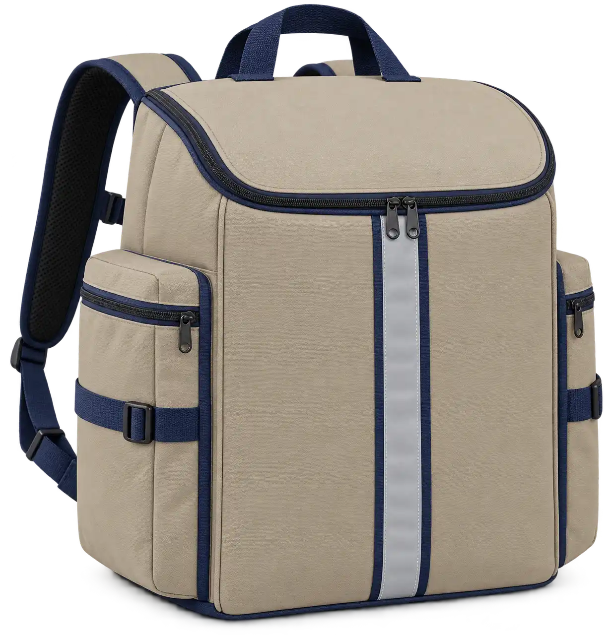 Sand Beige Polyspun Canvas Insulated Rider Delivery Bag — Navy blue