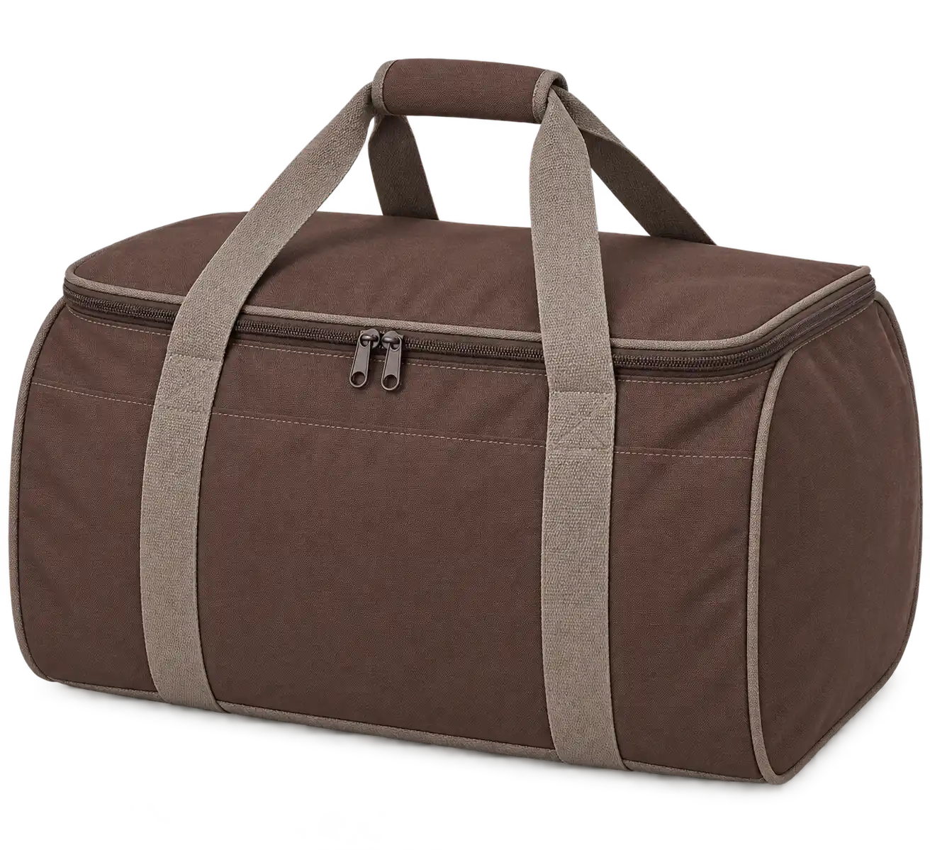 Chocolate Brown Polyspun Canvas Thermal Food Delivery Bag — Warm grey
