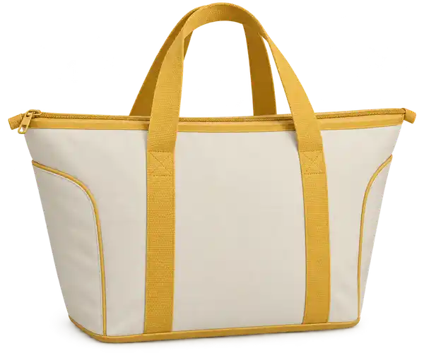 Warm Ivory Polyspun Canvas Thermal Cooler Bag