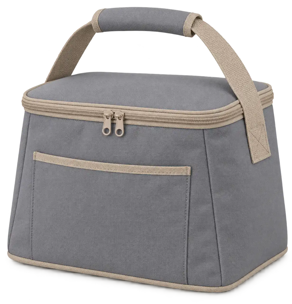 Cool Medium Grey Polyspun Canvas Thermal Cooler Bag — Sand beige