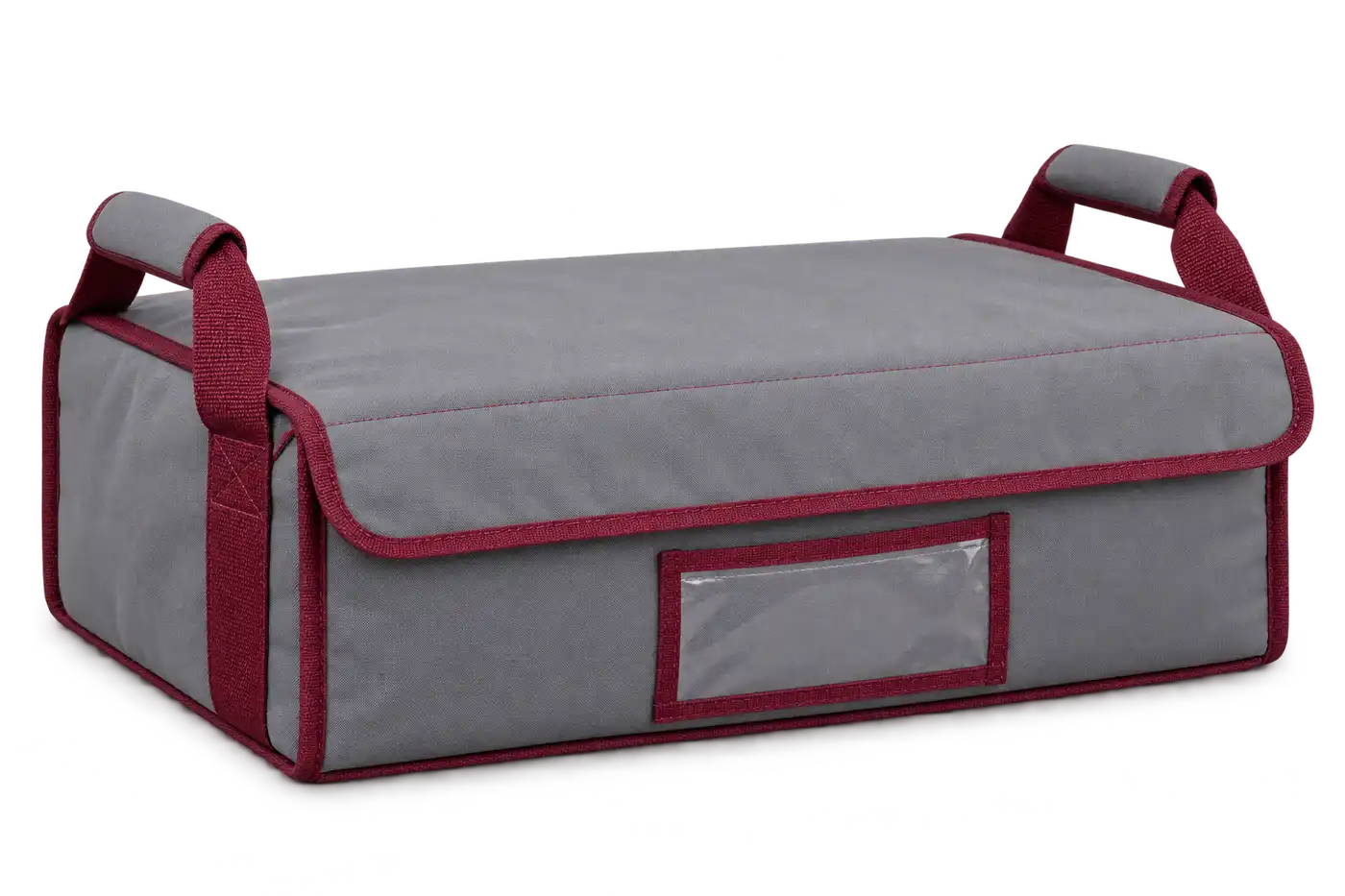 Cool Medium Grey Polyspun Canvas Thermal Food Delivery Bag — Burgundy
