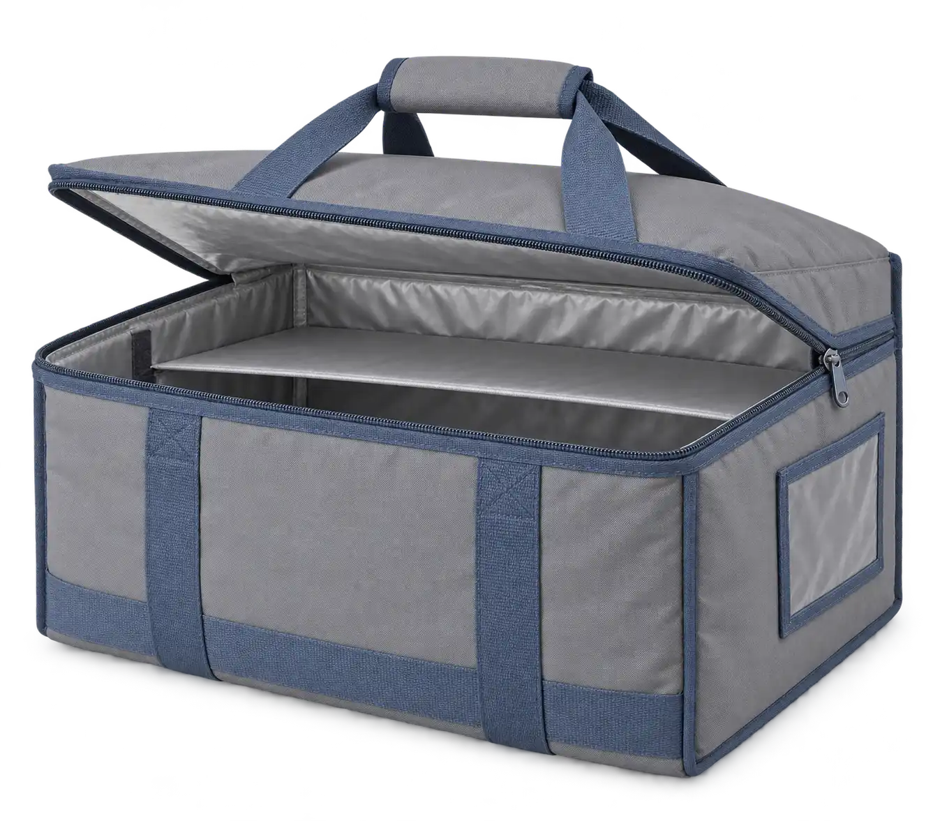 Cool Medium Grey Polyspun Canvas Thermal Pizza Delivery Bag — Slate blue