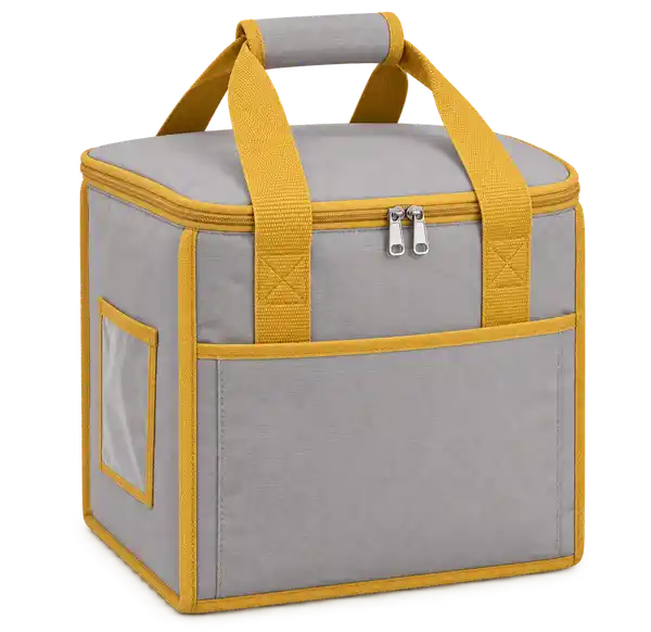 Light Warm Grey Polyspun Canvas Thermal Burger Delivery Bag