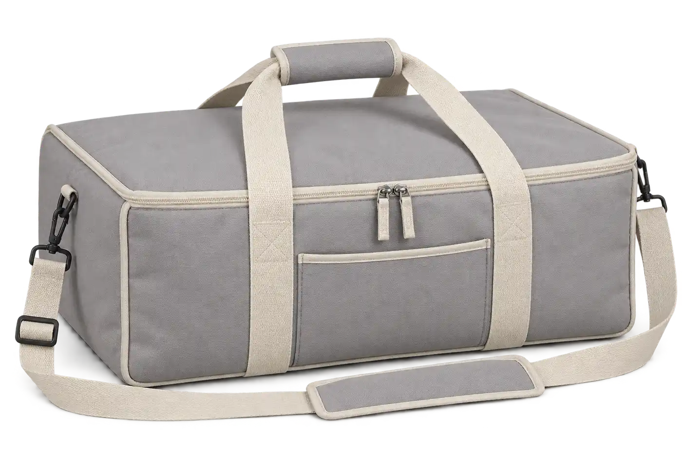 Light Warm Grey Polyspun Canvas Thermal Pizza Delivery Bag — Cream