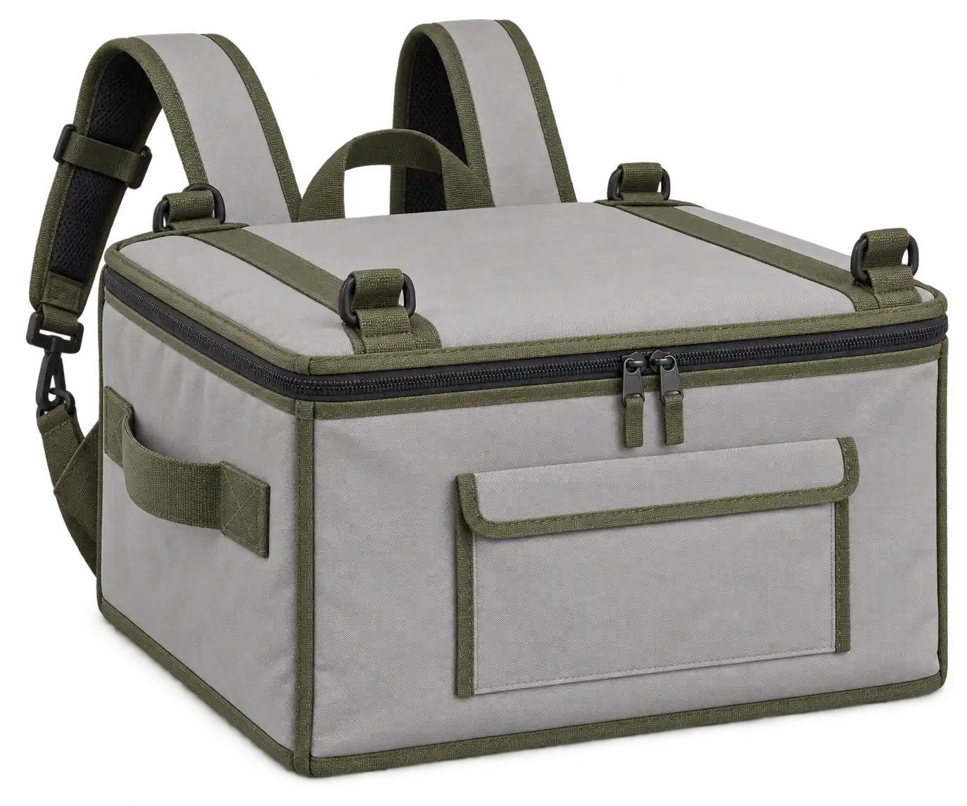 Light Warm Grey Polyspun Canvas Insulated Rider Delivery Bag — Olive green