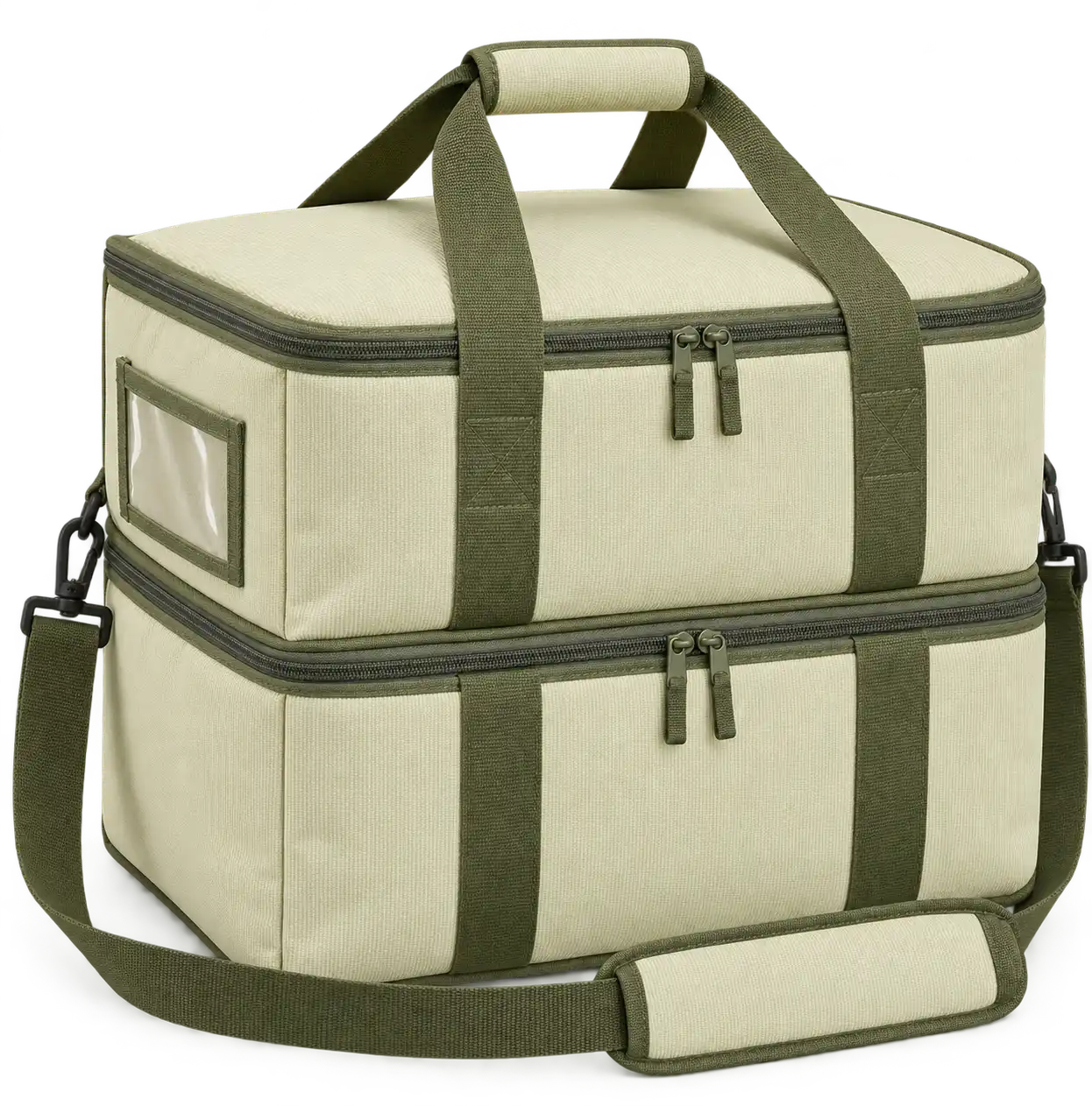 Pale Yellow Cream Solution-Dyed Polyester Thermal Burger Delivery Bag — Olive green