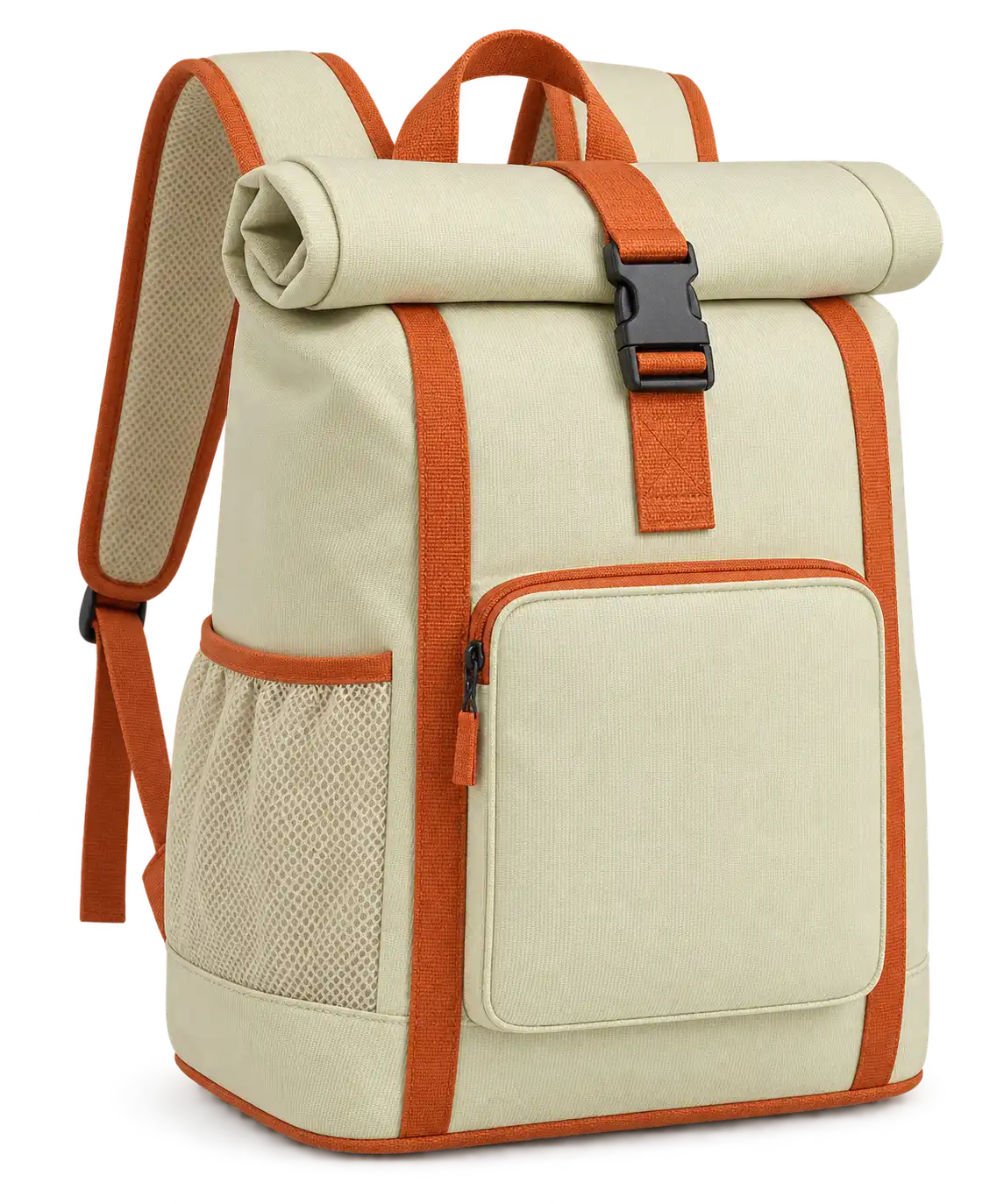 Pale Yellow Cream Solution-Dyed Polyester Thermal Cooler Bag — Burnt orange