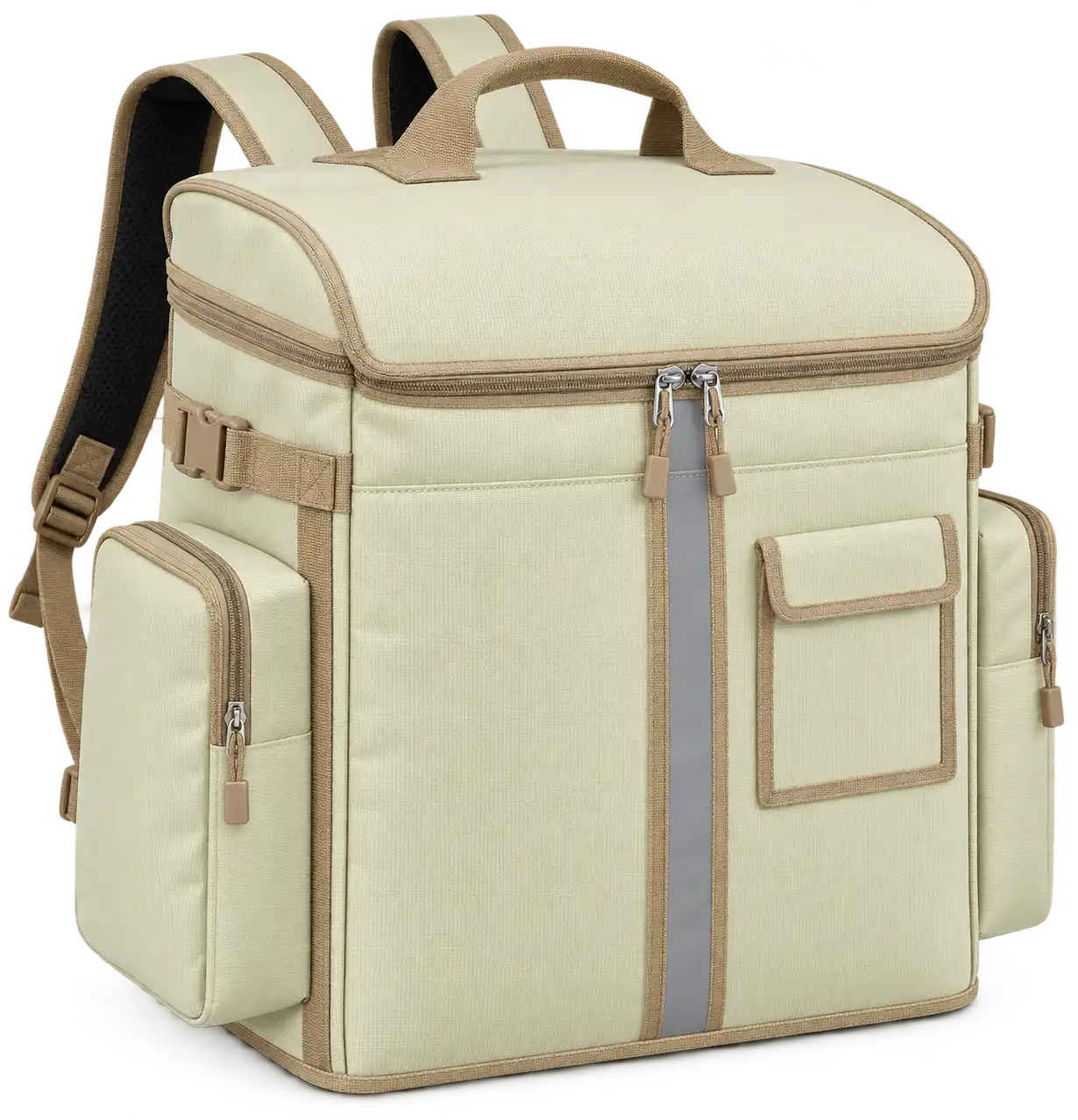 Pale Yellow Cream Solution-Dyed Polyester Insulated Rider Delivery Bag — Camel tan