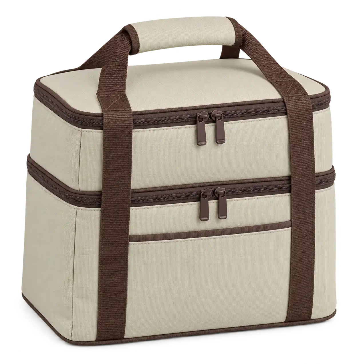 Pale Cream Solution-Dyed Polyester Thermal Cooler Bag — Chocolate brown