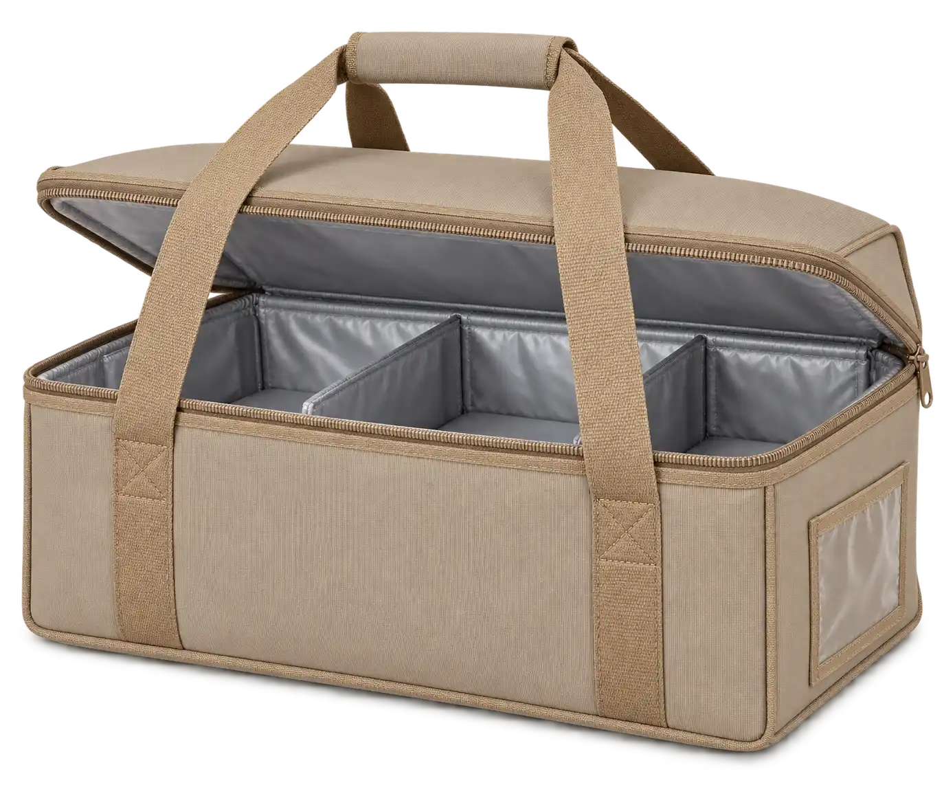 Taupe Beige Solution-Dyed Polyester Thermal Burger Delivery Bag — Camel tan
