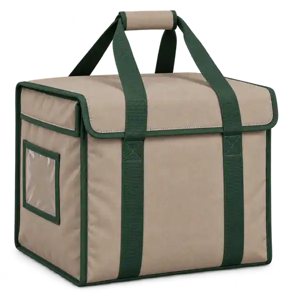 Taupe Beige Solution-Dyed Polyester Thermal Food Delivery Bag