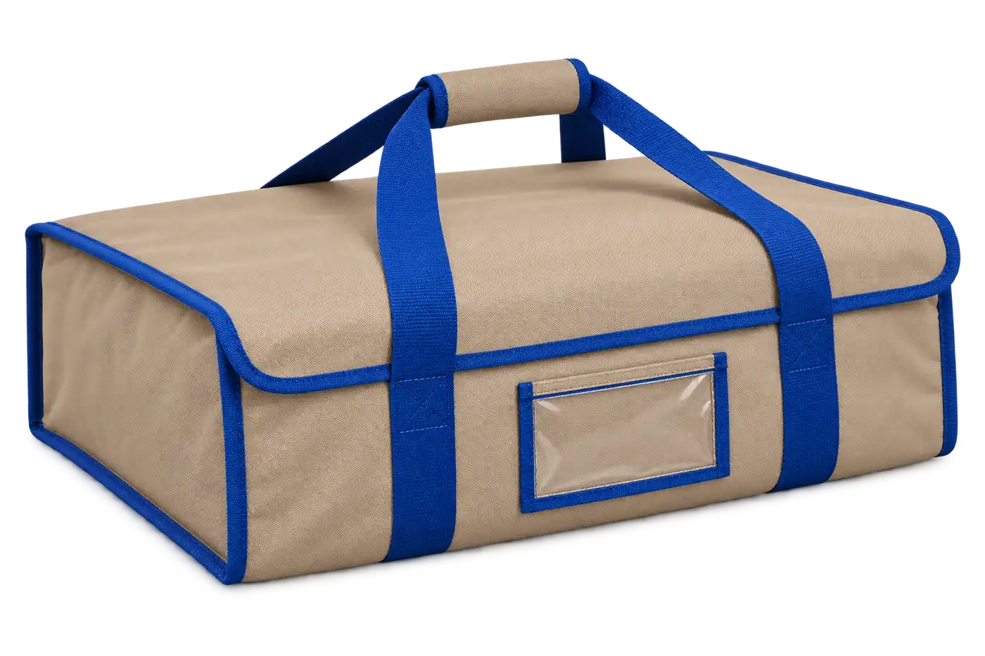 Sand Beige Solution-Dyed Polyester Thermal Pizza Delivery Bag — Cobalt blue