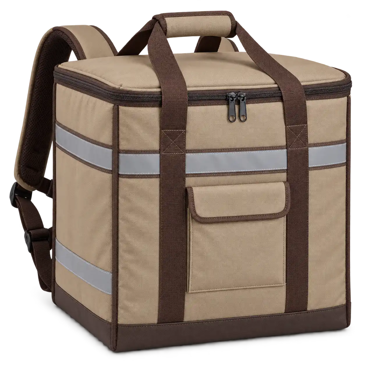 Sand Beige Solution-Dyed Polyester Insulated Rider Delivery Bag — Chocolate brown