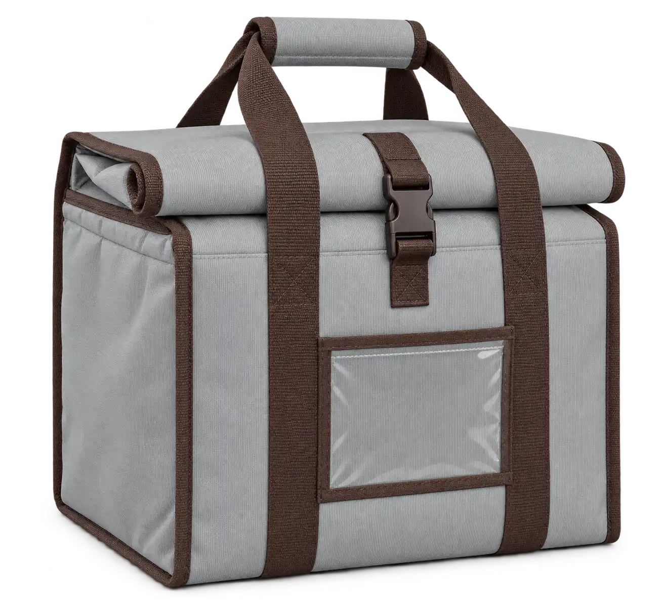 Light Cool Grey Solution-Dyed Polyester Thermal Burger Delivery Bag — Chocolate brown