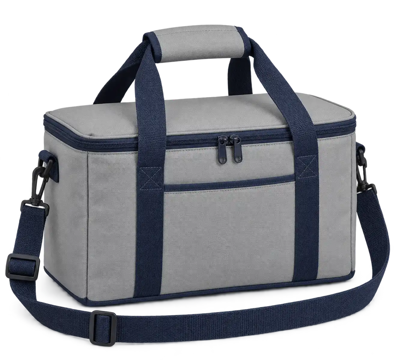 Light Cool Grey Solution-Dyed Polyester Thermal Cooler Bag — Navy blue