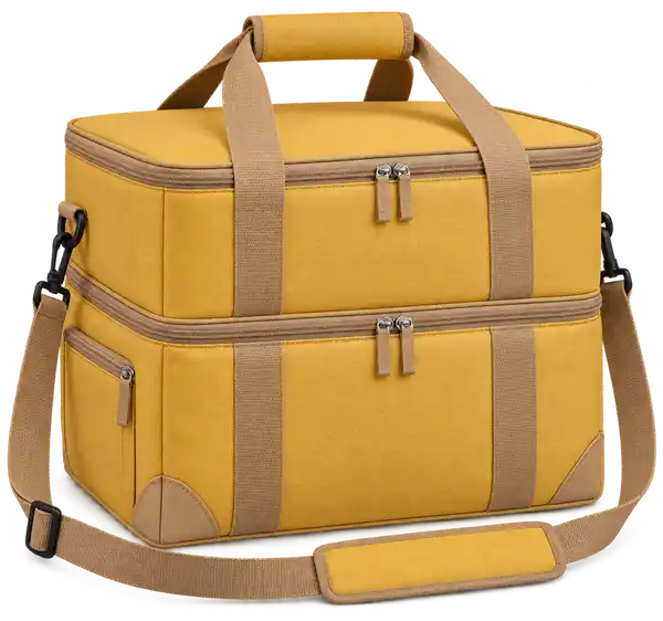 Golden Mustard Yellow Solution-Dyed Polyester Thermal Food Delivery Bag