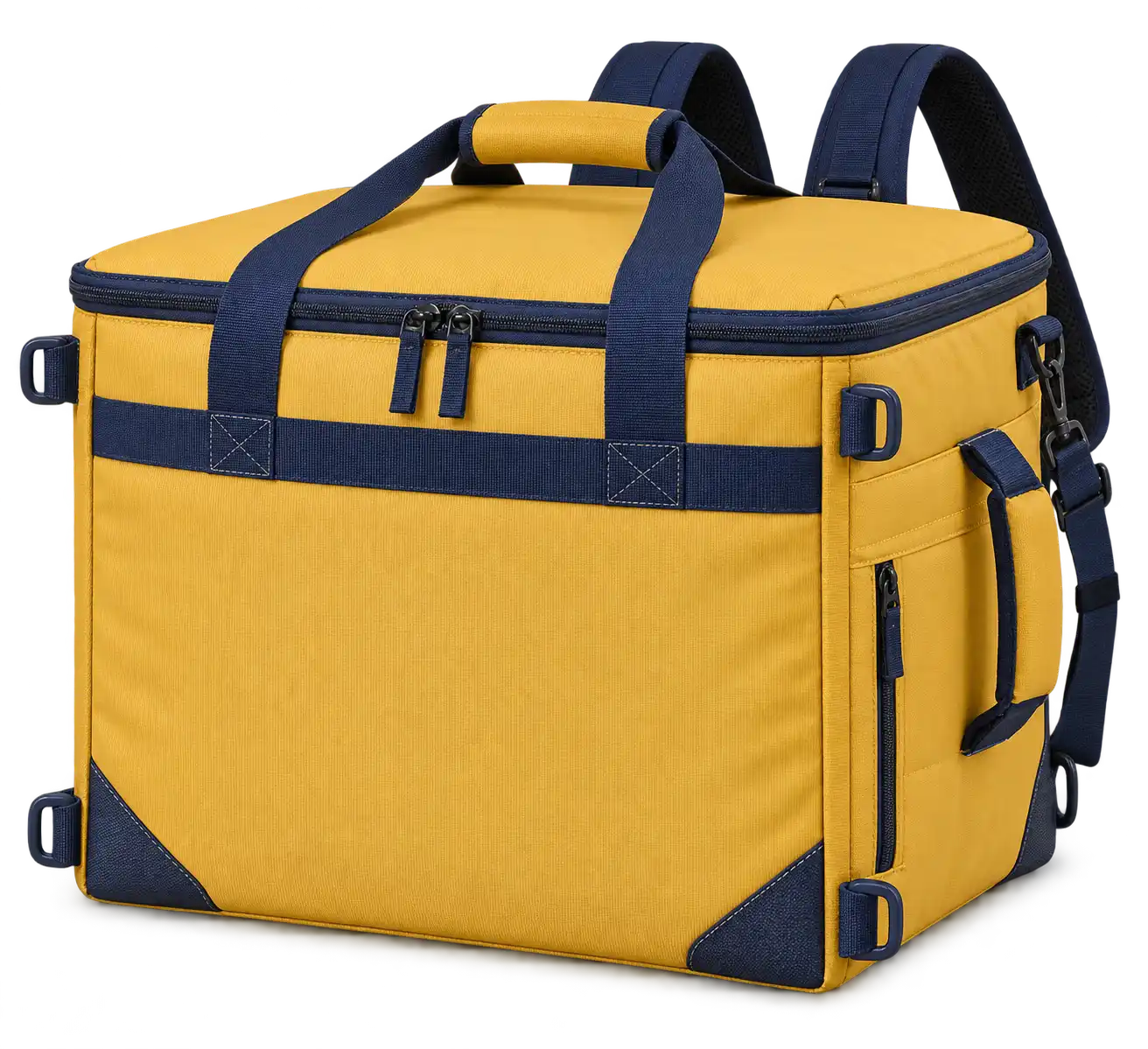 Golden Mustard Yellow Solution-Dyed Polyester Insulated Rider Delivery Bag — Navy blue