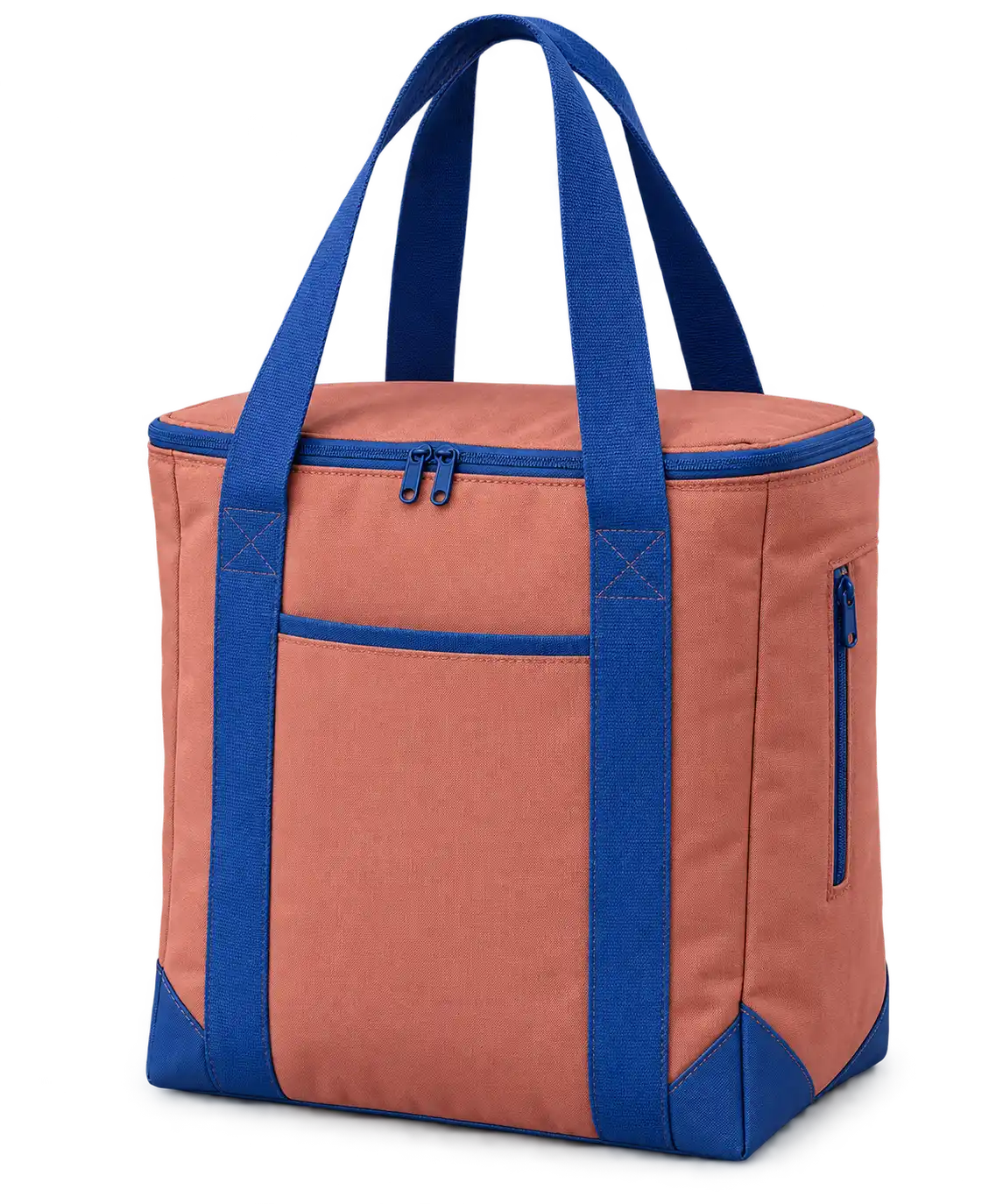 Dusty Terracotta Rose Solution-Dyed Polyester Thermal Cooler Bag — Cobalt blue