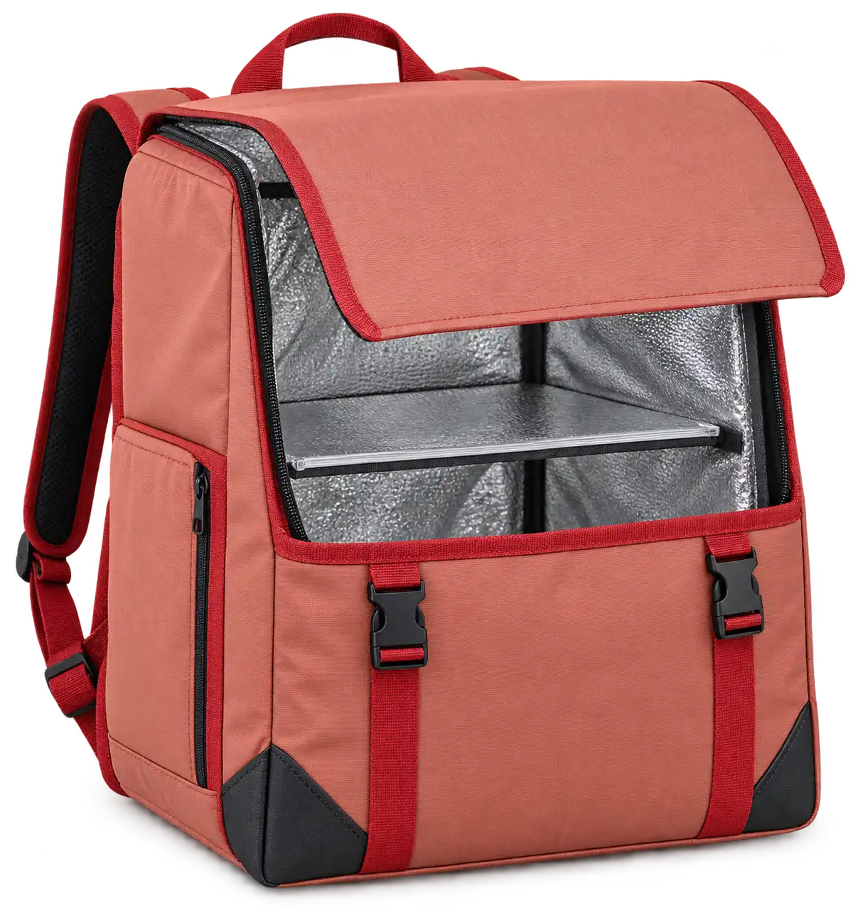 Dusty Terracotta Rose Solution-Dyed Polyester Insulated Rider Delivery Bag — Red