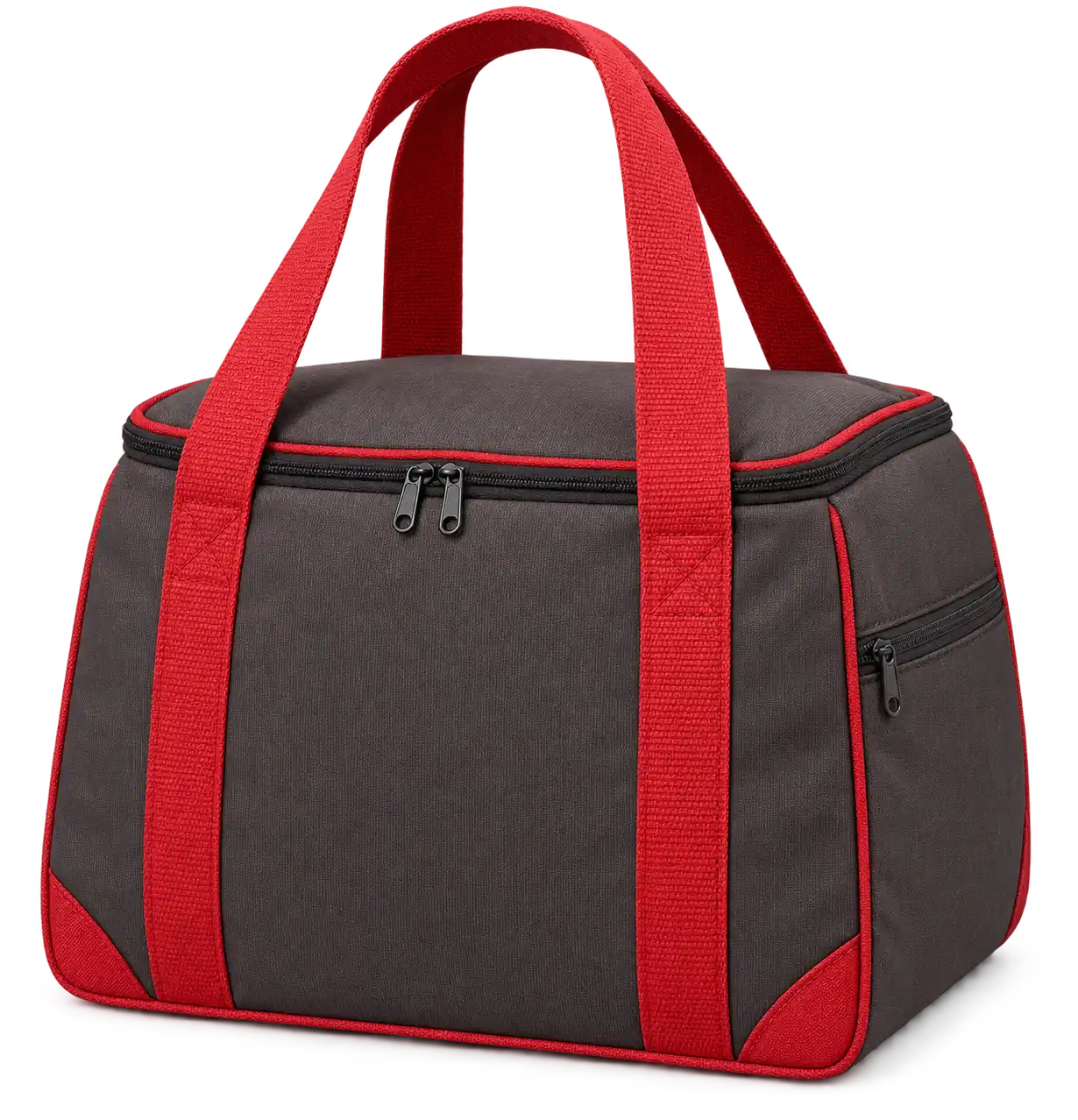 Dark Chocolate Charcoal Solution-Dyed Polyester Thermal Burger Delivery Bag — Red