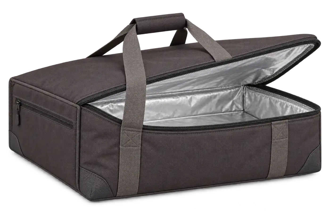 Dark Chocolate Charcoal Solution-Dyed Polyester Thermal Pizza Delivery Bag — Warm grey