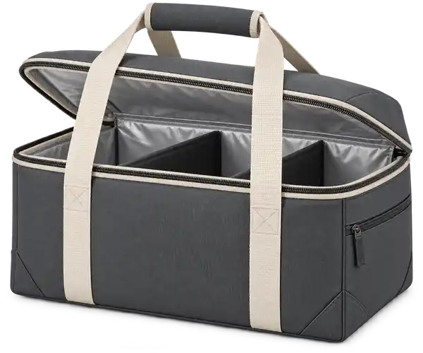 Dark Charcoal Grey Solution-Dyed Polyester Thermal Burger Delivery Bag