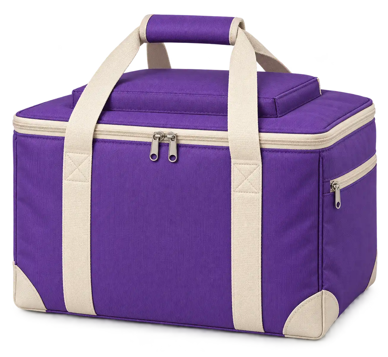Purple Solution-Dyed Polyester Thermal Food Delivery Bag — Cream