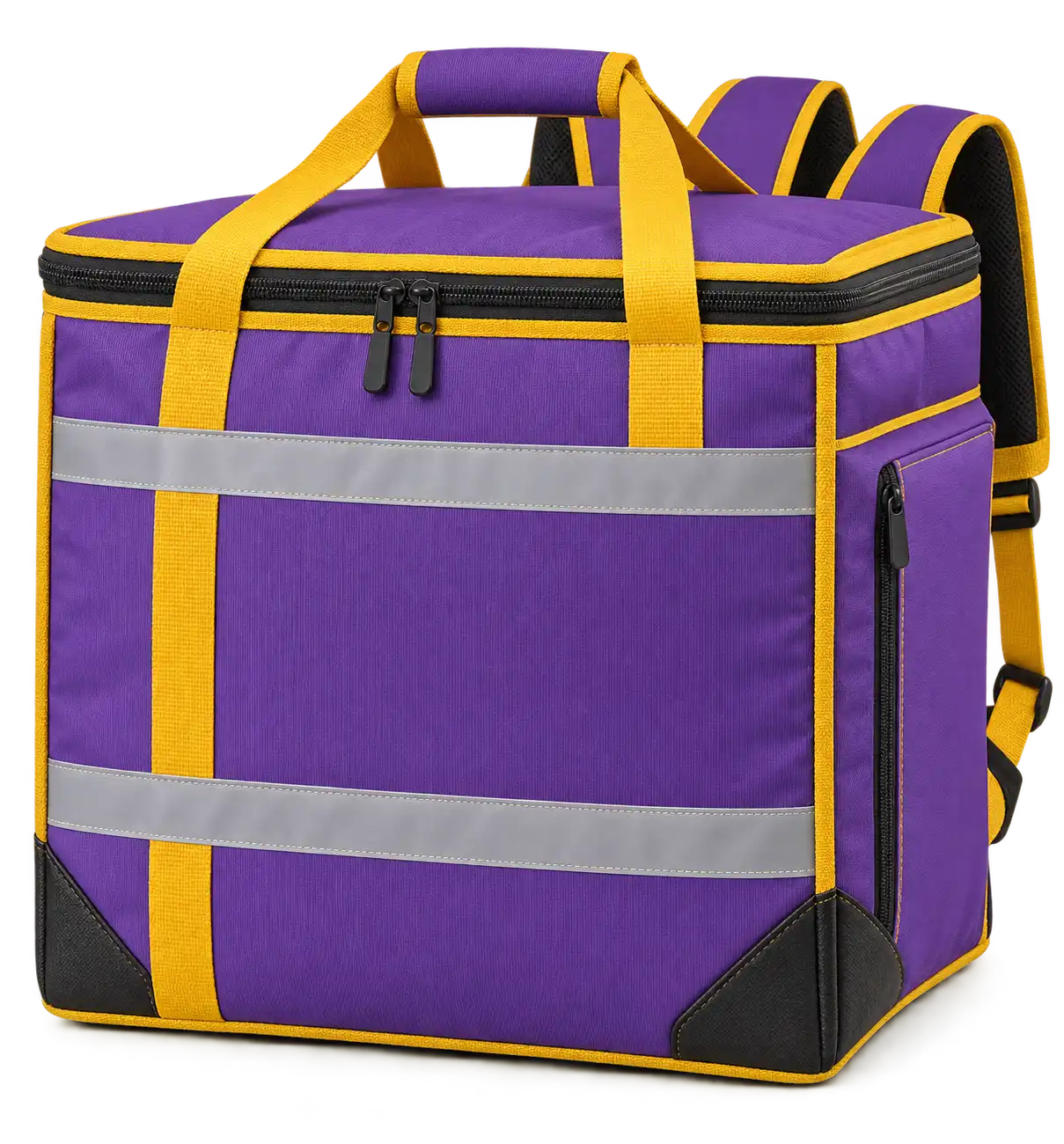 Purple Solution-Dyed Polyester Insulated Rider Delivery Bag — Golden yellow