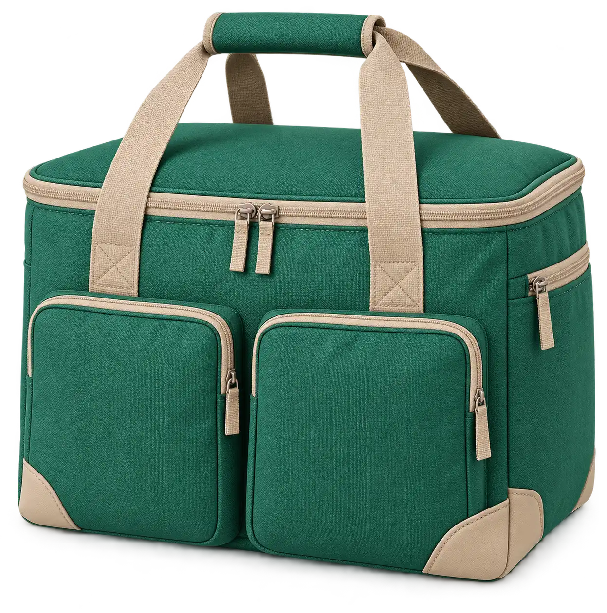 Emerald Green Solution-Dyed Polyester Thermal Cooler Bag — Sand beige