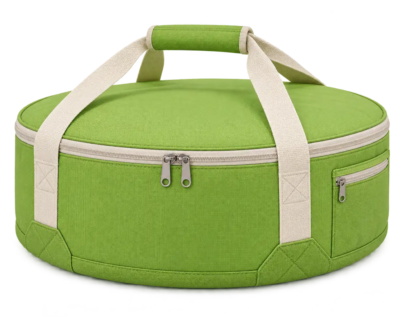 Lime Green Solution-Dyed Polyester Thermal Pizza Delivery Bag — Cream