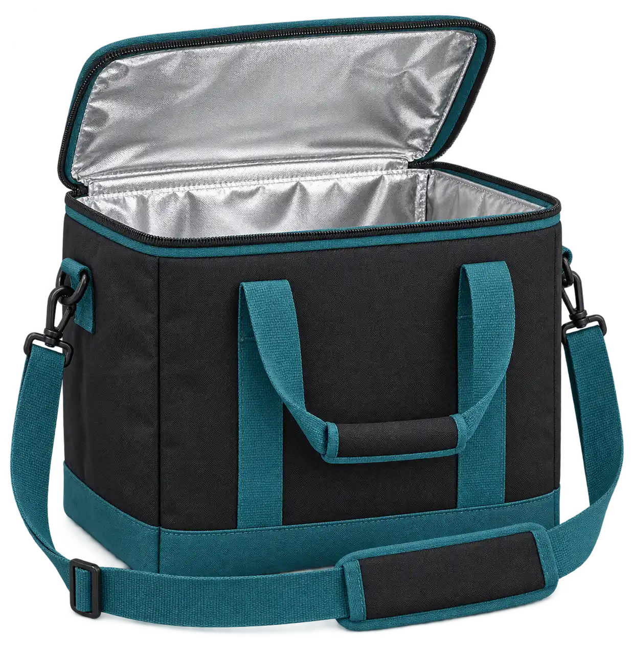 Black Solution-Dyed Polyester Thermal Burger Delivery Bag — Teal