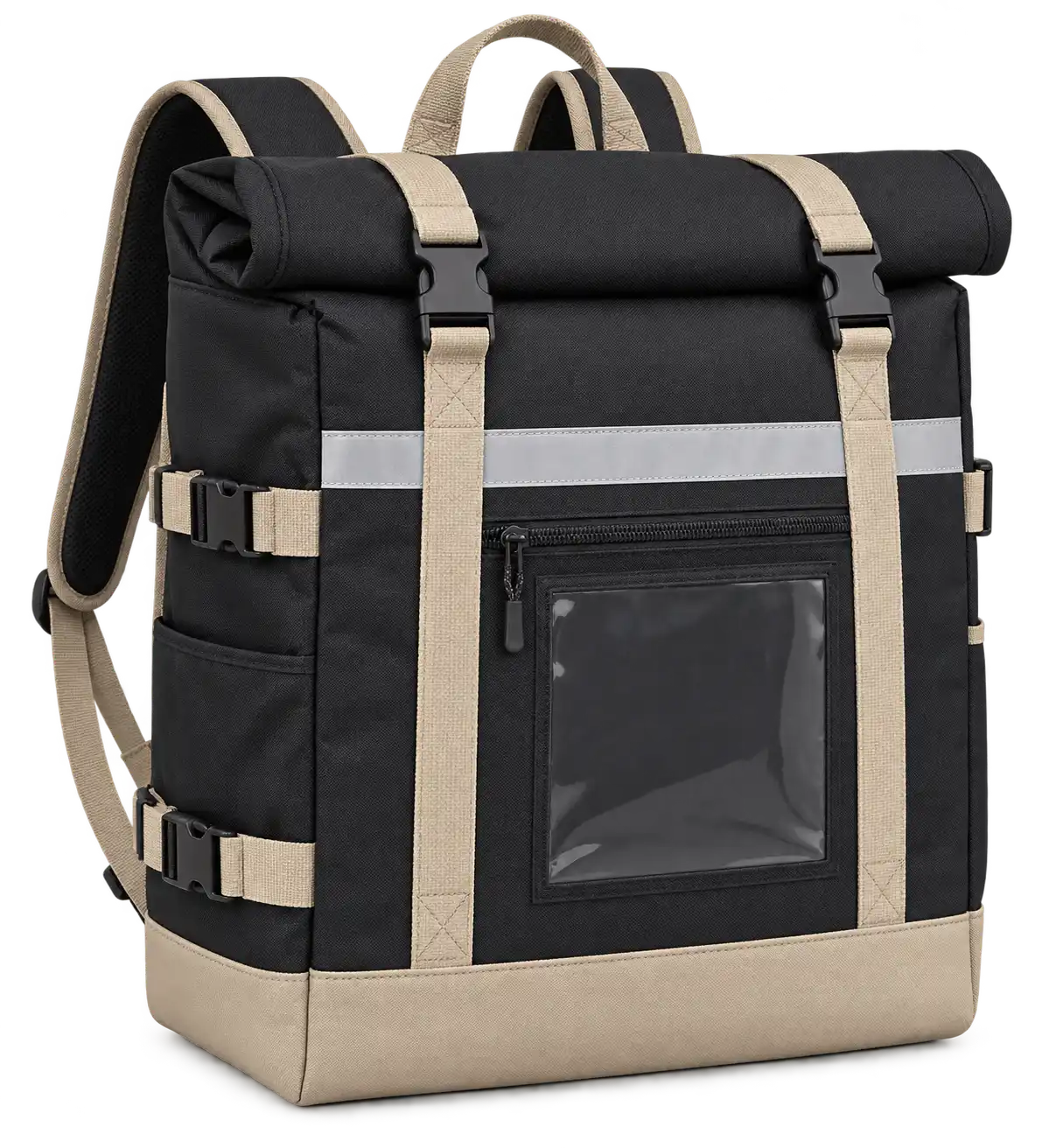 Black Solution-Dyed Polyester Insulated Rider Delivery Bag — Sand beige