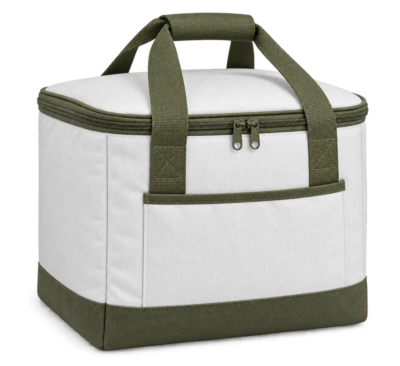 White Solution-Dyed Polyester Thermal Burger Delivery Bag — Olive green